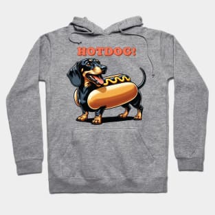 Wiener Dog Hotdog | Long Dachshund Black & Tan Dog in Bun Suit | Sausage Dog Hoodie